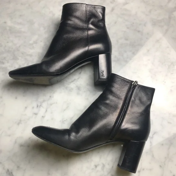 Yves Saint Laurent Women's Black Leather Ankle Boots - Picture 4 of 16